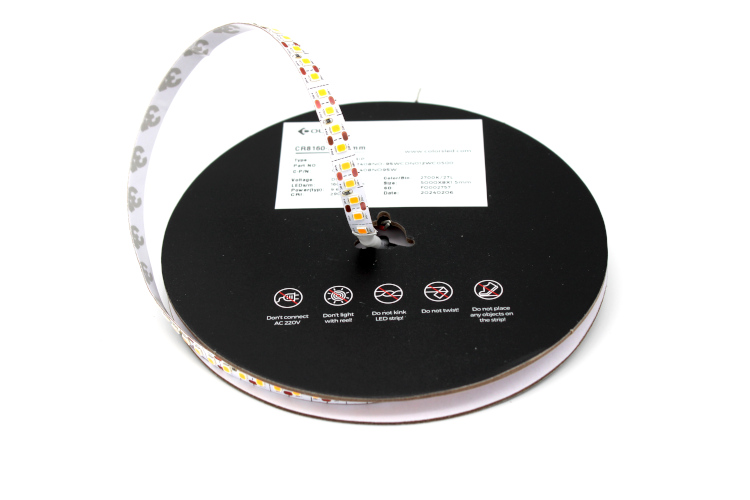 Colors LED-Band  9,6W/m, 2700K, 1100l/m, CRI>90, 24V, 8mm, IP20,  160SMD/m, 5m,