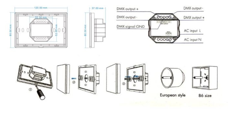 DALCNET Bediengerät Touchpanel DMX-T4-ZONE-W