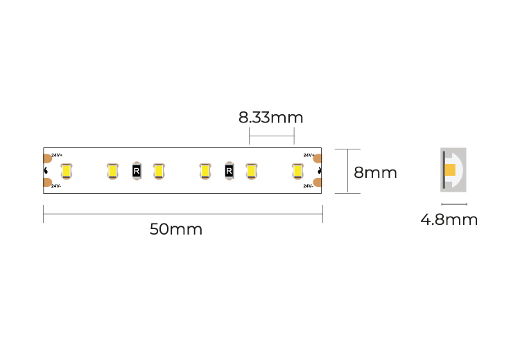 COLORS LED-Band 24 VDC, 9,6 W/m, 4000 K, IP67, Cri > 90, 1300 lm/m, 160 SMD/m