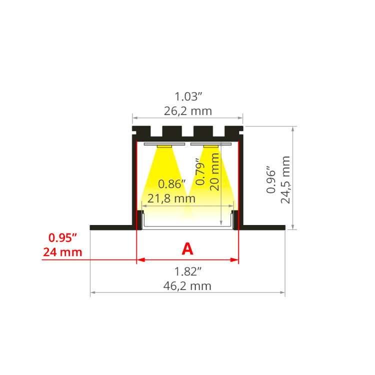 Eule Licht Larko Trockenbauprofil Aluminium 2,02m